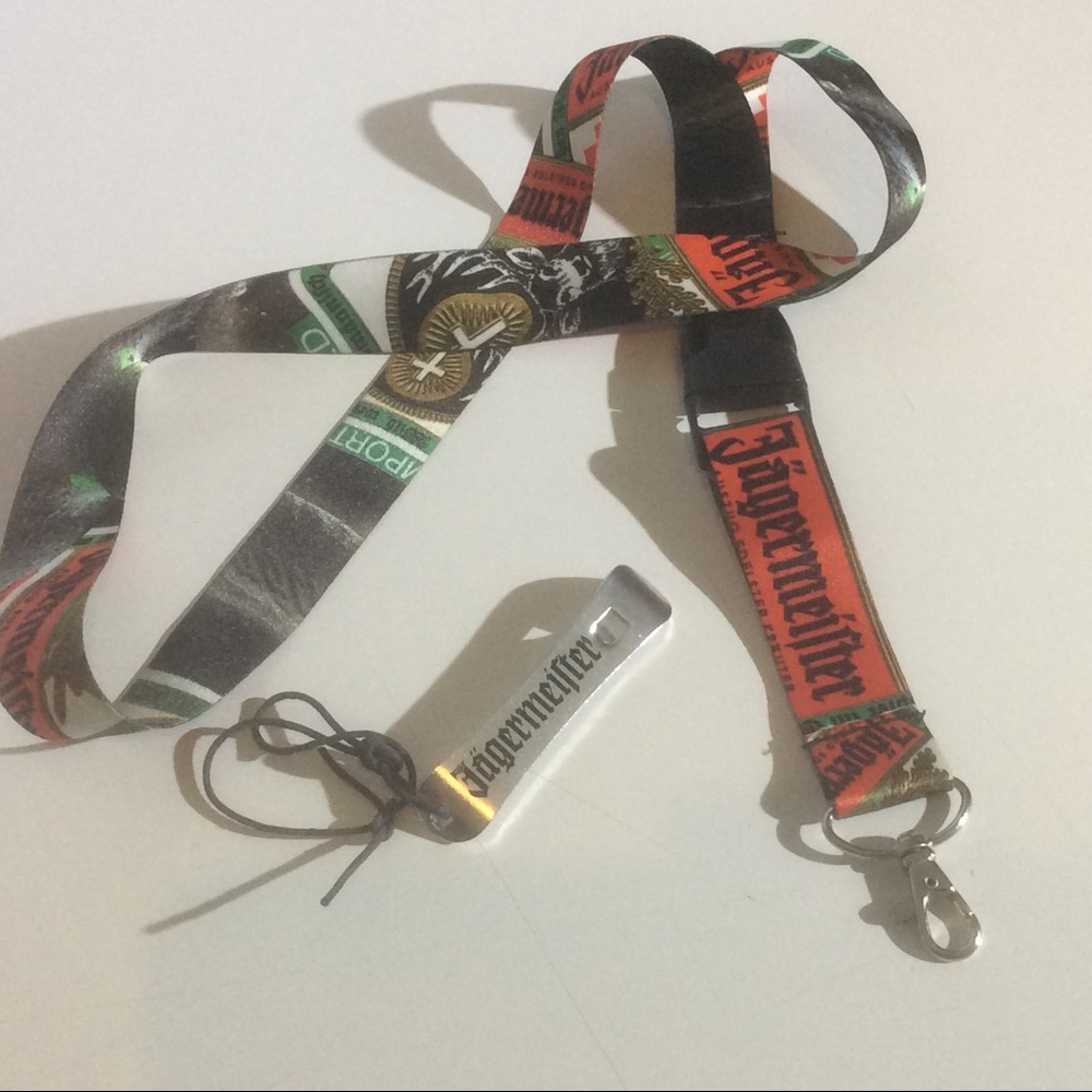 Jägermeister Lanyard Detachable Red Black All Over Graphic Strap + Bottle Opener